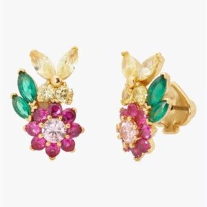 NewShiny Crystals Flower Butterfly Gold Kate Spade Earrings